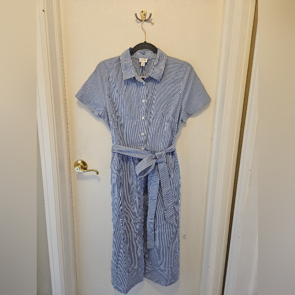 J.Crew Factory size 6 Blue Stiped Dress